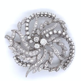 Art Deco Platinum Brooch with 6.20 Cts in Diamonds