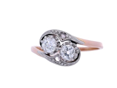 Edwardian 18kt Gold and Platinum Ring with Diamonds