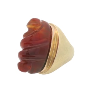 Burle Marx 1960 Brazil 18Kt Yellow Gold Forma Livre Ring With Agate