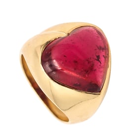 1970 Cocktail Ring In 18Kt Yellow Gold With 9.56 Cts Rubellite