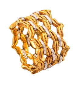 BUCCELLATI Milano Wide Ring In Two Tones of 18Kt Gold