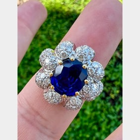 18K White Gold GIA Certified 2.25 Ct. Sapphire & Diamond Ring