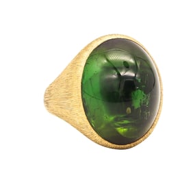 HENRY DUNAY New York Cocktail Ring In Solid 18Kt Yellow Gold With Tourmaline