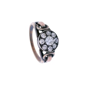 Antique 14kt Gold and Silver Ring with Old mine Diamonds