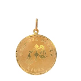 14kt yellow Gold Libra Zodiac charm Pendant