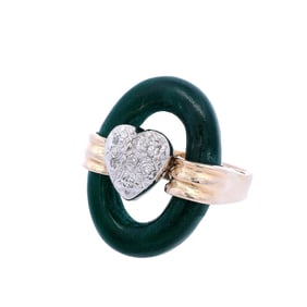 14kt yellow Gold Ring with Malachite and Diamonds