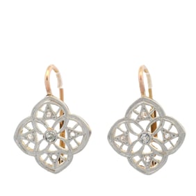 Antique Earrings in 18kt yellow Gold and Platinum with Diamonds