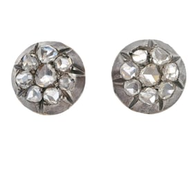 Antique 14kt Gold and Silver sutds Earrings with Diamonds