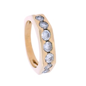 Geometric 18kt yellow Gold Ring with Diamonds
