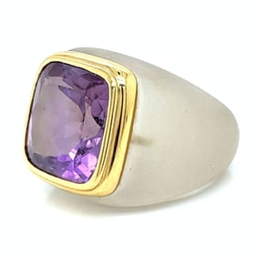 18K Yellow Gold & Crystal Amethyst Ring