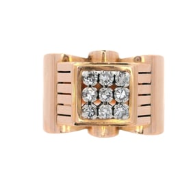 Art Deco Retro 18kt gold Ring with Diamonds
