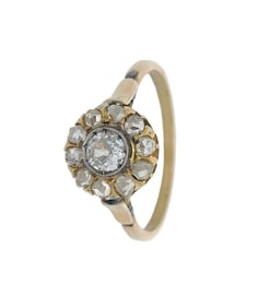 Antique 18kt yellow Gold Ring with Old mine Diamonds