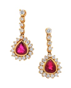 18kt Gold Drop Earrings with 5.40 CTW in Diamonds and Rubies