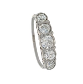 Antique 5 Diamonds 18kt Gold Ring