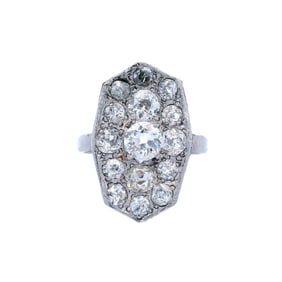 Art deco Platinum Ring with 2.30 Cts in Diamonds
