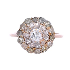 Antique 18kt rose Gold Ring with Diamonds