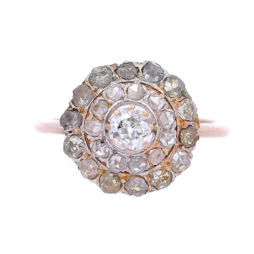 Antique 18kt rose Gold Ring with Diamonds (1 of 7)