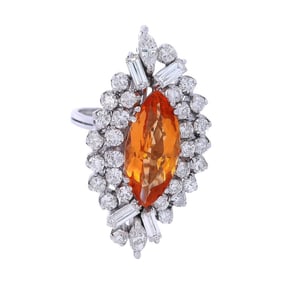 Cocktail Ring in Platinum with Imperial Topaz and Diamonds