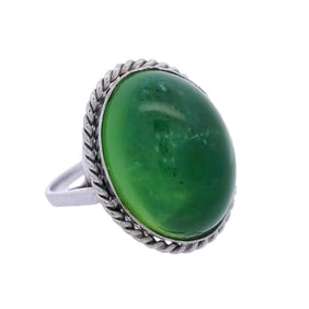 10kt white Gold Ring with Jade