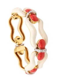 DAVID WEBB 1976 Enameled Bracelet In 18kt Gold With Diamonds