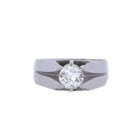 Platinum Engagement Ring with a 1.00 CTS European Cut Diamond
