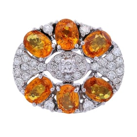 18kt white Gold Cocktail Ring with 7.45 CTW in Yellow Sapphires and Diamonds
