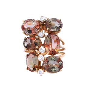 18kt yellow Gold Cocktail Ring with Andalusite and Diamonds