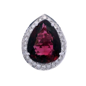 18kt white Gold Cocktail Ring with 15.10 CTW in Rubellite and Diamonds