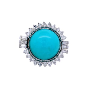 18kt white Gold Cocktail Ring with Turquoise and Diamonds