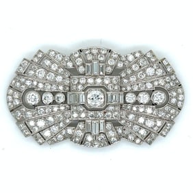 Art Deco Platinum 13.30 Ct. Diamond filigree Brooch