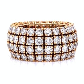 18K Yellow Gold Flexible Diamond mesh Band Ring