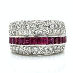 18K White Gold Ruby & Diamond Ring