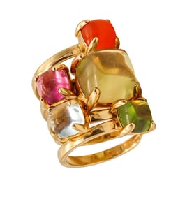 Tiffany & Co. By Paloma Picasso Suite of 5 Sugar Stack Rings 18Kt Gold With Gems