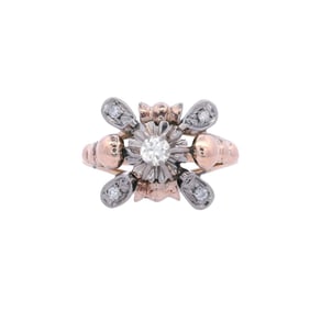 Victorian 14kt Gold and Platinum Ring with Diamonds