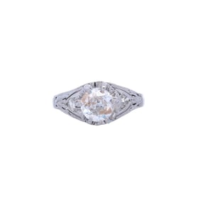 Antique Platinum Engagement Ring with Diamonds