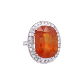 18kt Cocktail Ring with 21.10 CTW in Orange Sapphire and Diamonds