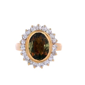 18kt yellow Gold Cocktail Ring with Andalusite and Diamonds