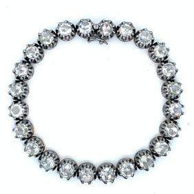 18K white Gold 10.00 Ct. Rose-cut Diamond Tennis Bracelet