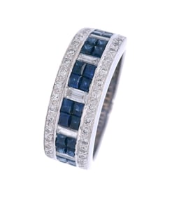 LeVian 18Kt Gold Ring with Sapphires and Diamonds