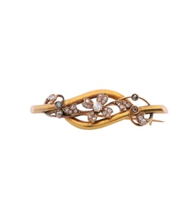 Art Nouveau 18kt yellow Gold Brooch with Diamonds