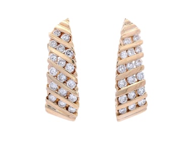 14kt yellow Gold Earrings with 1.50 Cts in Diamonds