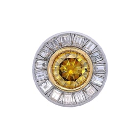 Platinum Ring with 2.08 Cts Natural Fancy Deep Brownish Yellow Diamond GIA CERTIF.