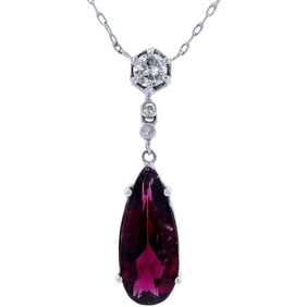 Platinum Necklace with Rubellite Tourmaline and Diamonds