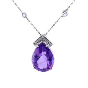 18kt Gold Diamond by the yard Necklace with Amethyst and Diamonds