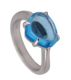 BVLGARI Ring In 18Kt White Gold With Blue Topaz