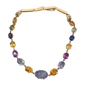 18kt yellow Gold Bracelet with multicolor Sapphires and Diamonds