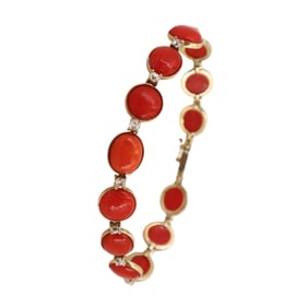 18kt yellow Gold Bracelet with Corals and Diamonds