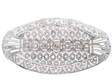 Art Deco Platinum filigree Brooch with 2.05 Cts Diamonds