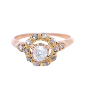 Antique 18kt yellow Gold Rosetta Ring with Diamonds