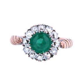 Antique 10kt Rose Gold Halo Ring with Paste